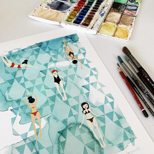 Winter Swim Art Print